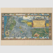 Vintage 1932 Oregon Trail Restored Map Decoupage