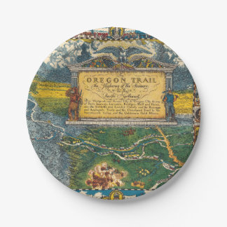 Vintage 1932 Oregon Trail Restored Map Paper Plate