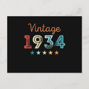 Vintage 1934 90th Birthday Retro Gift 90 year old Postcard