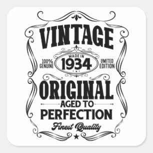Vintage 1934 aged to perfection square sticker