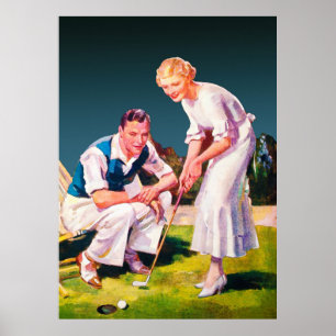 Vintage 1934 Golf Watercolour Print