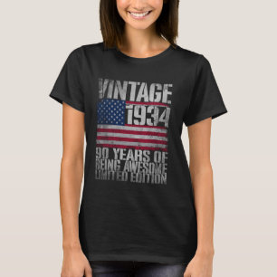 Vintage 1934 Limited Edition 90 Years Old USA Flag T-Shirt