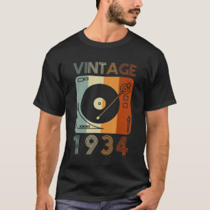 Vintage 1934 Retro Record Player Birthday Vinyl Dj T-Shirt