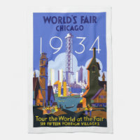 Vintage 1934 World's Fair, Chicago travel poster,