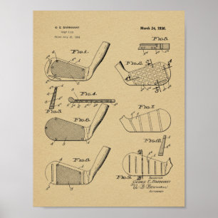 Vintage 1936 Golf Clubs Design Patent Art Print