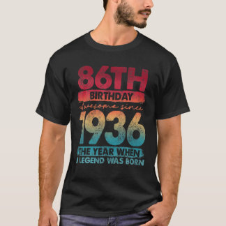 Vintage 1936 Limited Edition 1936 86 Years Old 86T T-Shirt