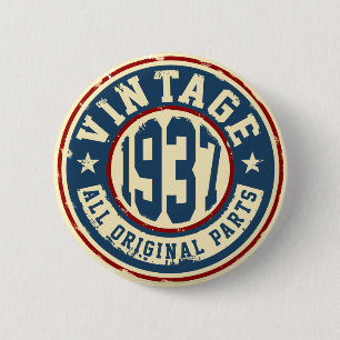 Vintage 1937 All Original Parts 6 Cm Round Badge