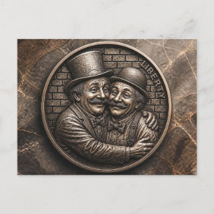 Vintage 1937 Hobo Nickel Clowns Art Postcard