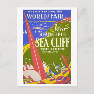 Vintage 1939 Sea Cliff, Long Island, Travel Poster Postcard