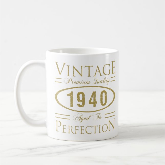 Vintage 1940 80th Birthday Premium Quality Coffee Mug (Left)