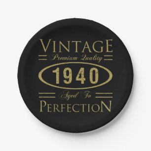 Vintage 1940 80th Birthday Premium Quality Paper Plate