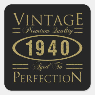 Vintage 1940 80th Birthday Premium Quality Square Sticker