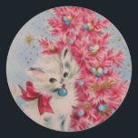 Vintage 1940 Christmas Cat Classic Round Sticker<br><div class="desc">Vintage 1940 Christmas Cat</div>