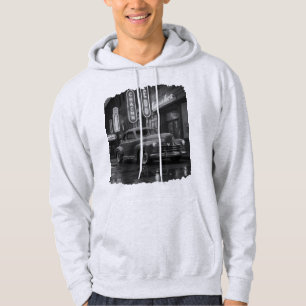 Vintage 1940s Classic Car Under Neon Lights Hoodie