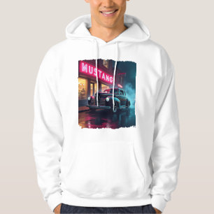 Vintage 1940s Classic Car Under Neon Lights  Hoodie