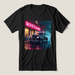Vintage 1940s Classic Car Under Neon Lights Tri-Blend Shirt