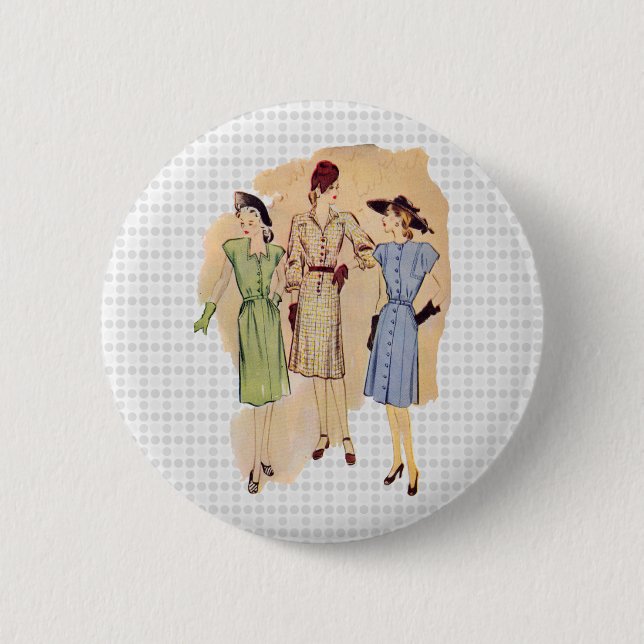 Vintage 1940s Fashion 6 Cm Round Badge (Front)