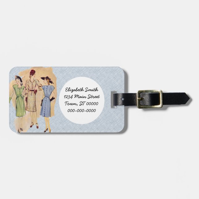 Vintage 1940s Fashion Luggage Tag (Front Horizontal)