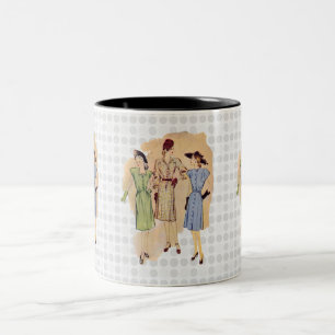 Vintage 1940s Fashion Two-Tone Coffee Mug