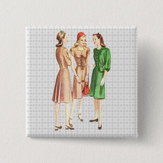 Vintage 1940s Fashion V2 15 Cm Square Badge (Front)