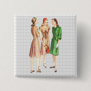 Vintage 1940s Fashion V2 15 Cm Square Badge