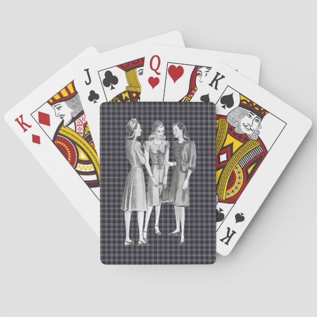 Vintage 1940s Fashion V2 BW Playing Cards (Back)