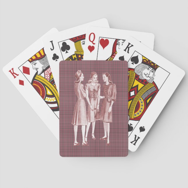 Vintage 1940s Fashion V2 Red Playing Cards (Back)
