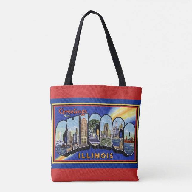 Vintage 1940s"Greetings from Chicago" Tote Bag (Back)