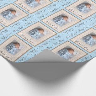 Vintage 1940s Mat withPhoto Insert & Baby Boy Name Wrapping Paper