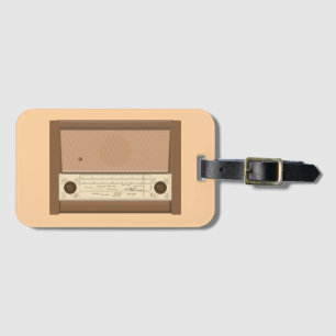 Vintage 1940s Retro Wood Radio Luggage Tag