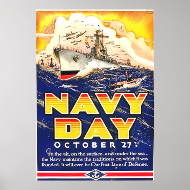 Vintage 1941 Navy Day Poster WWII (Front)