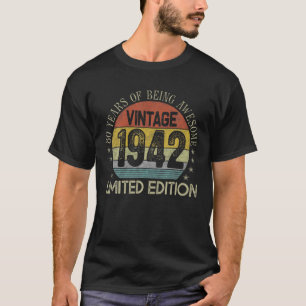 Vintage 1942 80 Years Of Being Awesome Retro Sunse T-Shirt