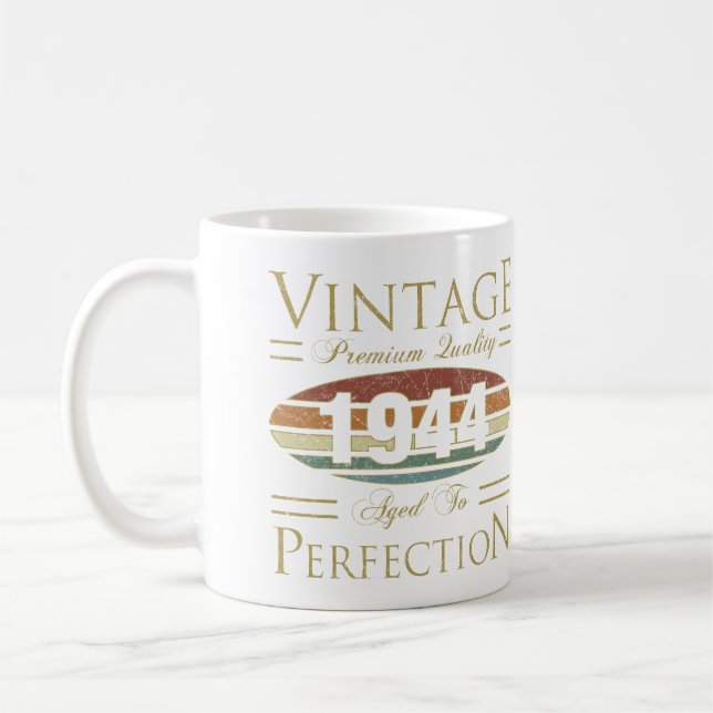 Vintage 1944 80th Birthday Coffee Mug (Left)