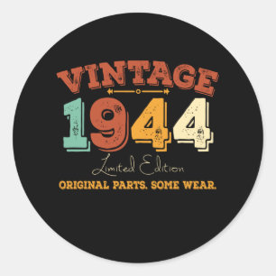 Vintage 1944 Original Parts Funny Birthday Gift Classic Round Sticker
