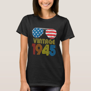 Vintage 1945  77 Years 77th Us American Flag Birth T-Shirt