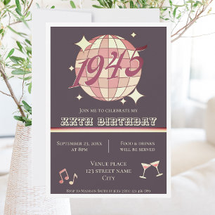 Vintage 1945 80th birthday party Invitation dark