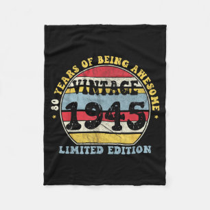 Vintage 1945 Limited Edition 80-year-old 80th Birt Fleece Blanket