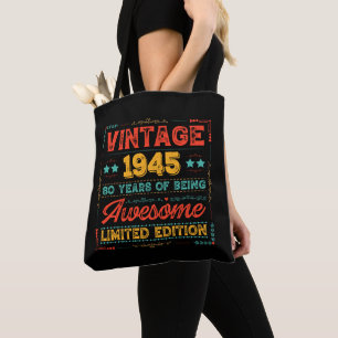 Vintage 1945 Made in 1945 80th Birthday 80 Years Tote Bag