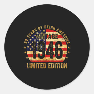 Vintage 1946 80th Birthday 80 Years Old American F Classic Round Sticker