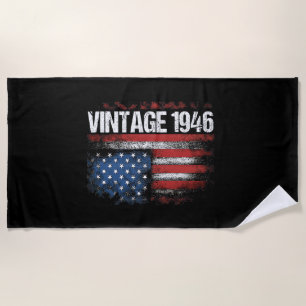 Vintage 1946 80th Birthday Gifts 80 Years Old Amer Beach Towel