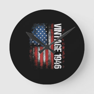 Vintage 1946 80th Birthday Gifts 80 Years Old Amer Round Clock