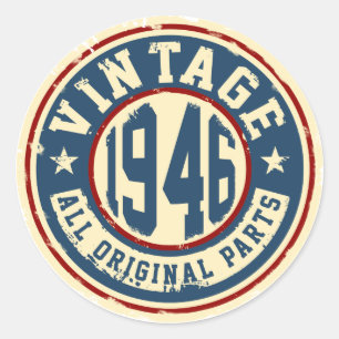 Vintage 1946 All Original Parts Classic Round Sticker