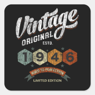 Vintage 1946 Bday Aged To Perfection 75th Birthday Square Sticker