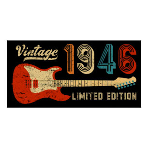 Vintage 1946 Birthday Idea Electric Guitar Bassist Poster