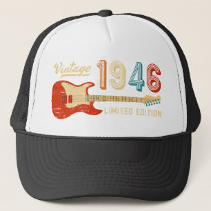 Vintage 1946 Birthday Idea Electric Guitar Bassist Trucker Hat