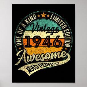 Vintage 1946 Limited Edition 80 Year Old 80th Birt Poster