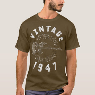 Vintage 1947 Birthday Limited Edition Guitar Music T-Shirt