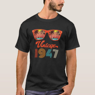 Vintage 1947  Retro Sunglasses Palm Tree Beach Bir T-Shirt