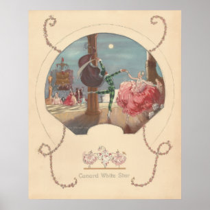 vintage 1947 White Star Cunard Menu Poster