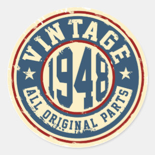 Vintage 1948 All Original Parts Classic Round Sticker